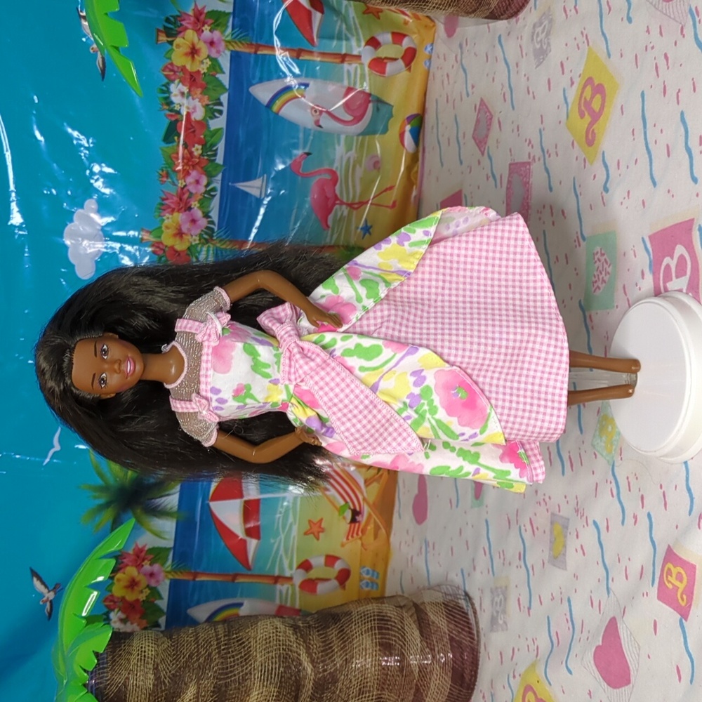 Christie Barbie Doll in Pink and White Floral Dress